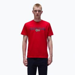 Koszulka męska Napapijri S-Aylmer. Czerwone koszulki sportowe męskie Napapijri, m, bez wzorów, bez kołnierzyka, bez ramiączek, trekkingowe. Za 139.99 zł.