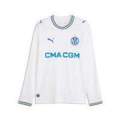 Koszulka z długim rękawem Domicile OM 2026/27. Białe koszulki sportowe męskie Puma, xl, bez wzorów, z materiału, bez kołnierzyka, bez ramiączek, na fitness i siłownię. Za 476.00 zł.