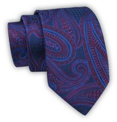 Krawat Alties (7 cm) - Niebieski w Duży Wzór. Niebieskie krawaty i muchy Alties, bez wzorów, z tkaniny, eleganckie. Za 49.00 zł.