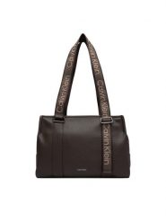 Calvin Klein Torebka Webbing Adj Strap Tote LV04F3644G Brązowy. Brązowe torebki do ręki damskie Calvin Klein, bez wzorów, ze skóry, bez dodatków. Za 649.99 zł.