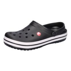Klapki sportowe na basen Crocs CROCBAND. Białe klapki damskie Crocs, bez wzorów, z materiału, sportowe, bez obcasa. Za 345.00 zł.