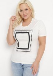 Biały Bawełniany T-shirt Koszulka z Krótkim Rękawem Ozdobiona Nadrukiem i Cyrkoniami Codara. Białe bluzki damskie Born2be, l, bez wzorów, z bawełny, bez kołnierzyka. Za 34.99 zł.