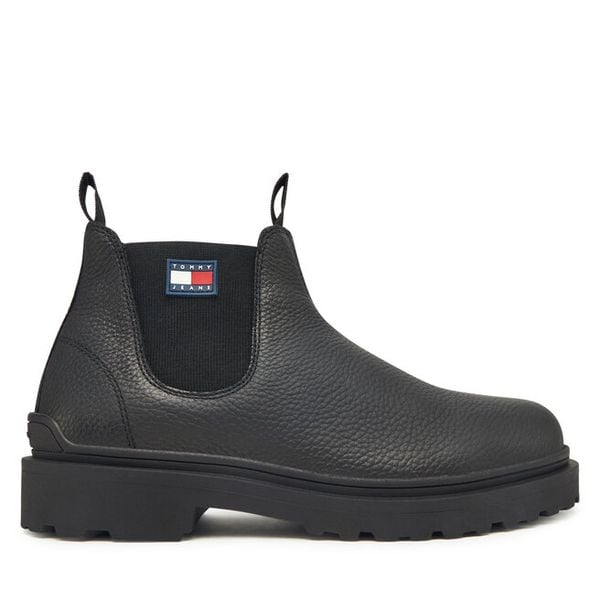 Sztyblety Tommy Jeans. Czarne botki męskie Tommy Jeans, bez wzorów, z jeansu, bez zapięcia. Za 749.99 zł.