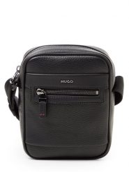 HUGO torba na ramię Mężczyźni czarny, ONE SIZE. Czarne torby na ramię męskie Hugo, bez wzorów, ze skóry, eleganckie, na ramię. Za 599.95 zł.