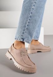 Ciemnobeżowe Sznurowane Półbuty Mokasyny w Żeglarskim Stylu Charnys. Brązowe mokasyny damskie Born2be, bez wzorów, z jeansu, klasyczne, bez obcasa, bez zapięcia. Za 119.99 zł.