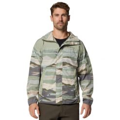 Kurtka sportowa męska Challenger II Novelty Windbreaker Jacket. Zielone kurtki męskie Columbia, m, bez wzorów, z materiału, sportowe, z kapturem. Za 279.99 zł.