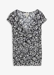 Koszulka z mieszanki wiskozy. Czarne t-shirty damskie bonprix, bez wzorów, z wiskozy, bez kołnierzyka. Za 44.99 zł.