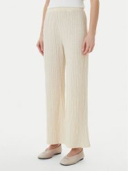 ONLY Spodnie materiałowe Ella 15368471 Beżowy Wide Leg. Brązowe spodnie materiałowe damskie Only, xs, bez wzorów, z bawełny. Za 129.99 zł.