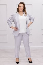 Elegancki żakiet Neva w popielatym kolorze XXL OVERSIZE WIOSNA. Szare żakiety damskie Moda Size Plus Iwanek, s, bez wzorów, z bawełny, eleganckie. W wyprzedaży za 159.90 zł.
