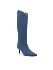 Nine West Kowbojki ZARIYA 909001D Niebieski. Niebieskie kozaki damskie Nine West, z materiału, bez obcasa, na szpilce. Za 329.99 zł.