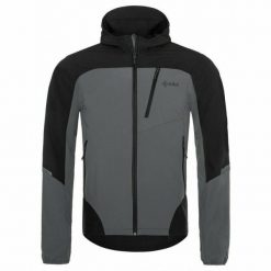Męska kurtka softshell Kilpi NEATRIL-M. Szare kurtki męskie Kilpi, m, bez wzorów, z materiału, z kapturem. Za 244.50 zł.