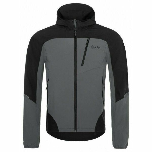 Męska kurtka softshell Kilpi NEATRIL-M. Szare kurtki męskie Kilpi, m, bez wzorów, z materiału, z kapturem. Za 244.50 zł.
