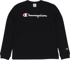 Koszulka męska Champion Crewneck Long Sleeve czarna 220257 KK001 L. Czarne bluzki z długim rękawem męskie Champion, l, bez wzorów, bez kołnierzyka. Za 122.36 zł.