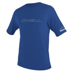 Koszulka ONeill Basic Skins S/S Sun Shirt Pacific. Niebieskie koszulki sportowe męskie O'Neill, l, bez wzorów, z elastanu, bez kołnierzyka, bez ramiączek, żeglarskie. Za 172.50 zł.
