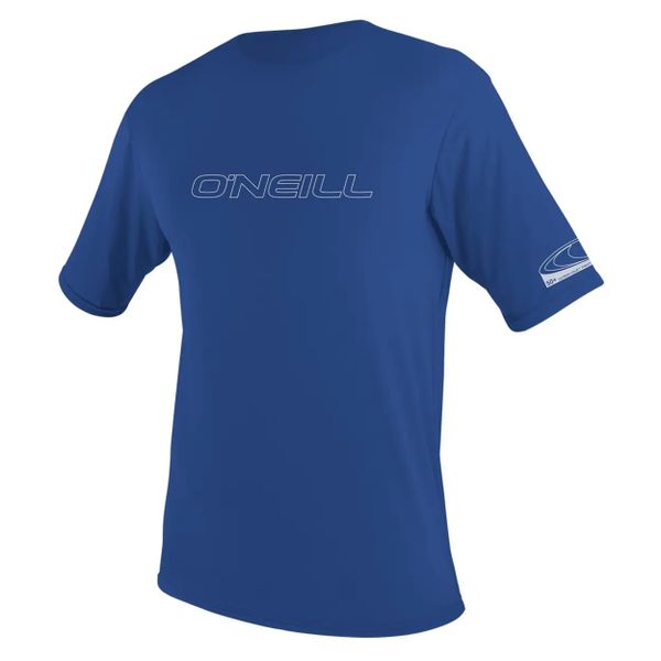 Koszulka ONeill Basic Skins S/S Sun Shirt Pacific. Niebieskie koszulki sportowe męskie O'Neill, l, bez wzorów, z elastanu, bez kołnierzyka, bez ramiączek, żeglarskie. Za 141.50 zł.
