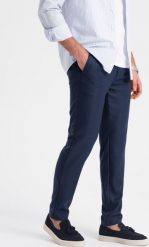 Ombre Spodnie męskie klasyczne chino SLIM FIT - granatowe V1 OM-PACP-0182 S. Spodnie materiałowe męskie Ombre, m, bez wzorów, klasyczne. Za 219.99 zł.