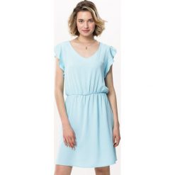 Niebieska Sukienka Winterweight. Niebieskie sukienki damskie Born2be, na imprezę, l, bez wzorów, eleganckie, bez kołnierzyka, bez ramiączek, mini, sportowe. Za 59.99 zł.