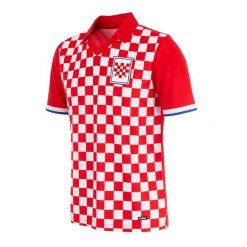 Koszulka piłkarska retro dla dorosłych Chorwacja 1990 - Czerwona-Biała. Białe koszulki sportowe męskie COPA FOOTBALL, m, bez wzorów, z materiału, bez kołnierzyka, bez ramiączek, do piłki nożnej. Za 300.92 zł.