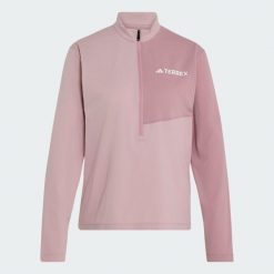 Koszulka Terrex Multi Climacool 1/2 Zip Long Sleeve. Fioletowe t-shirty damskie Adidas, m, bez wzorów, z dżerseju, klasyczne, bez kołnierzyka. Za 259.00 zł.