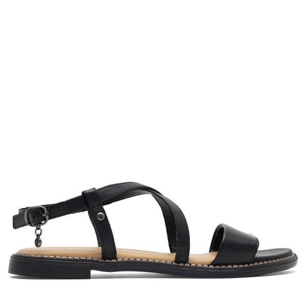 Sandały Lasocki. Czarne sandały damskie Lasocki, bez wzorów, bez obcasa, na płaskiej podeszwie, bez zapięcia. Za 83.99 zł.