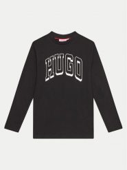 Hugo Bluzka G00148 D Czarny Regular Fit. Czarne t-shirty dla chłopców Hugo, bez wzorów, z bawełny, bez ramiączek. Za 129.99 zł.