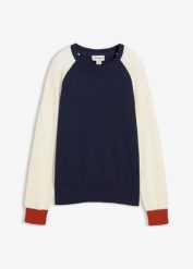 Sweter z cienkiej dzianiny z domieszką bawełny i raglanowymi rękawami. Brązowe swetry damskie bonprix, bez wzorów, z bawełny, bez kołnierzyka, bez ramiączek, bez kaptura. Za 94.99 zł.
