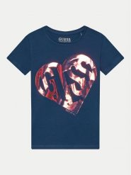 Guess T-Shirt J4YI42 K6YW4 Granatowy Regular Fit. Niebieskie t-shirty i topy dla dziewczynek Guess, z aplikacjami, z bawełny, bez ramiączek. Za 59.99 zł.
