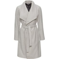 Krótki płaszcz z wykładanym kołnierzem bonprix jasnoszary melanż. Szare kurtki damskie bonprix, bez wzorów, eleganckie, krótkie, bez kaptura. Za 109.99 zł.