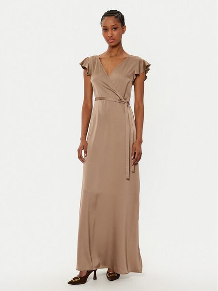 Vila Sukienka wieczorowa Enna 14100345 Brązowy Regular Fit. Brązowe sukienki damskie Vila, bez wzorów, z syntetyku, wizytowe, bez kołnierzyka, bez ramiączek. Za 209.99 zł.