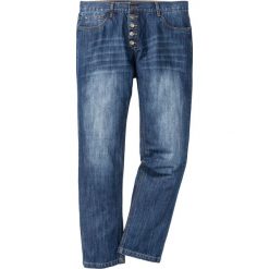 Dżinsy z widocznymi guzikami rozporka Regular Fit Straight bonprix niebieski. Jeansy męskie marki Giacomo Conti. Za 59.99 zł.
