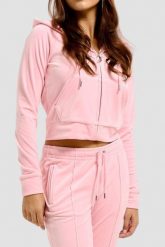 JUICY COUTURE Różowa damska bluza Madison Hoodie. Czerwone bluzy damskie Juicy Couture, s, bez wzorów, z elastanu, z kapturem. W wyprzedaży za 388.99 zł.