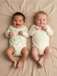 Bawełniane body z długim rękawem 2 pack - kremowy. Białe body niemowlęce Sinsay, bez wzorów, z bawełny, bez ramiączek. W wyprzedaży za 19.99 zł.