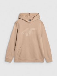 4F Bluza dresowa nierozpinana z kapturem męska - beżowa XXL. Brązowe bluzy męskie 4f, m, bez wzorów, z bawełny, z kapturem. W wyprzedaży za 119.99 zł.