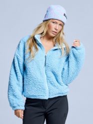Kurtka Fluffy - Damska - Cztery pory roku - Miś Teddy - Lodowy błękit. Niebieskie kurtki damskie POEDERBAAS, xs, bez wzorów, z materiału, bez kaptura. Za 199.42 zł.