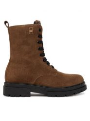 Tommy Hilfiger Trapery Lace-Up Bootie T4A5-34024-1429 Brązowy. Brązowe buty zimowe dziewczęce Tommy Hilfiger, bez wzorów, ze skóry, bez zapięcia. Za 559.99 zł.
