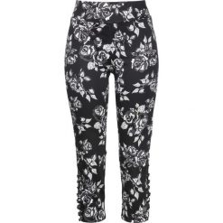 Spodnie ze stretchem Premium 3/4 bonprix czarny w kwiaty. Spodnie materiałowe damskie marki bonprix. Za 129.99 zł.