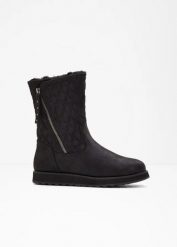 Kozaki marki Skechers. Czarne kozaki damskie bonprix, bez obcasa. Za 359.99 zł.