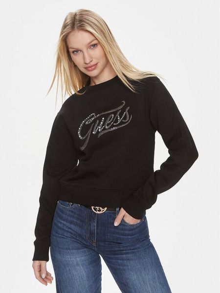 Guess Bluza Cn Stones Logo W4RQ14 KB681 Czarny Relaxed Fit. Czarne bluzy damskie Guess, xs, z aplikacjami, z syntetyku, bez kaptura. Za 219.99 zł.