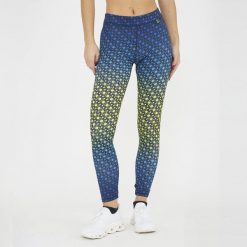 Legginsy treningowe damskie NETMESH. Niebieskie legginsy damskie ELPLAYER, bez wzorów, z elastanu, na fitness i siłownię. W wyprzedaży za 80.00 zł.