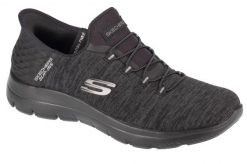 Buty sportowe Sneakersy damskie, Slip-Ins Summits - Dazzling Haze. Czarne obuwie sportowe damskie Skechers, bez wzorów, z materiału, trekkingowe. Za 299.99 zł.