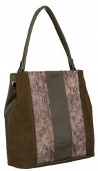 Shopperka khaki David Jones 6885-4. Brązowe torebki do ręki damskie David Jones, bez wzorów, ze skóry ekologicznej, bez dodatków. Za 149.99 zł.