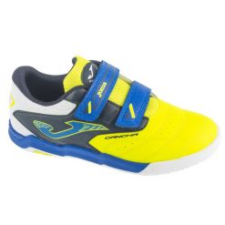 Buty halowe do piłki nożnej chłopięce, Cancha Jr 26 CAJS IN. Żółte buty sportowe chłopięce Joma, bez wzorów, bez zapięcia, do piłki nożnej. Za 149.99 zł.