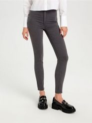 Jegginsy skinny high waist - szary. Szare legginsy damskie Sinsay, l, bez wzorów, z bawełny. Za 39.99 zł.