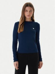 Guess Bluzka V6RI00 KD741 Granatowy Slim Fit. Niebieskie bluzki damskie Guess, m, z aplikacjami, z bawełny, bez kołnierzyka, bez ramiączek. Za 199.99 zł.