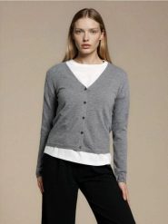 Sweter z domieszką wełny i wiskozy - szary. Szare swetry damskie Sinsay, l, bez wzorów, z wełny, bez kołnierzyka, bez ramiączek, bez kaptura. Za 39.99 zł.
