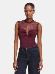 Rinascimento Body CFC0130488003 Bordowy Slim Fit. Czerwone bluzki damskie Rinascimento, xl, bez wzorów, z syntetyku, bez kołnierzyka, bez ramiączek. Za 469.99 zł.