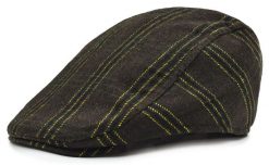 Jesienno-Zimowy Kaszkiet Wełniany - Pako Jeans - Brąz w Pasy. Czapki i kapelusze męskie Pako Jeans, na jesień, bez wzorów, z jeansu. Za 79.00 zł.