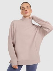 4F Bluza dresowa do jogi i pilatesu damska - beżowa M. Brązowe bluzy damskie 4f, l, bez wzorów, z bawełny, bez kaptura. W wyprzedaży za 169.99 zł.