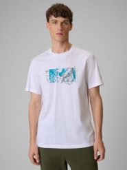 4F T-shirt regular z nadrukiem męski - biały S. Białe t-shirty męskie 4f, m, bez wzorów, z bawełny, bez kołnierzyka. Za 69.99 zł.