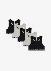 Biustonosz bustier z elastycznej mieszanki bawełny organicznej (5 szt.). Szare t-shirty i topy dla dziewczynek bonprix, bez wzorów, z bawełny, bez ramiączek. Za 79.99 zł.